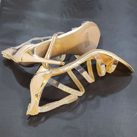 BRAND NEW ANNE KLEIN MULTI STRAP RHINESTONE HIGH HEEL STILETTO SANDAL G1 - Picture 13 of 15